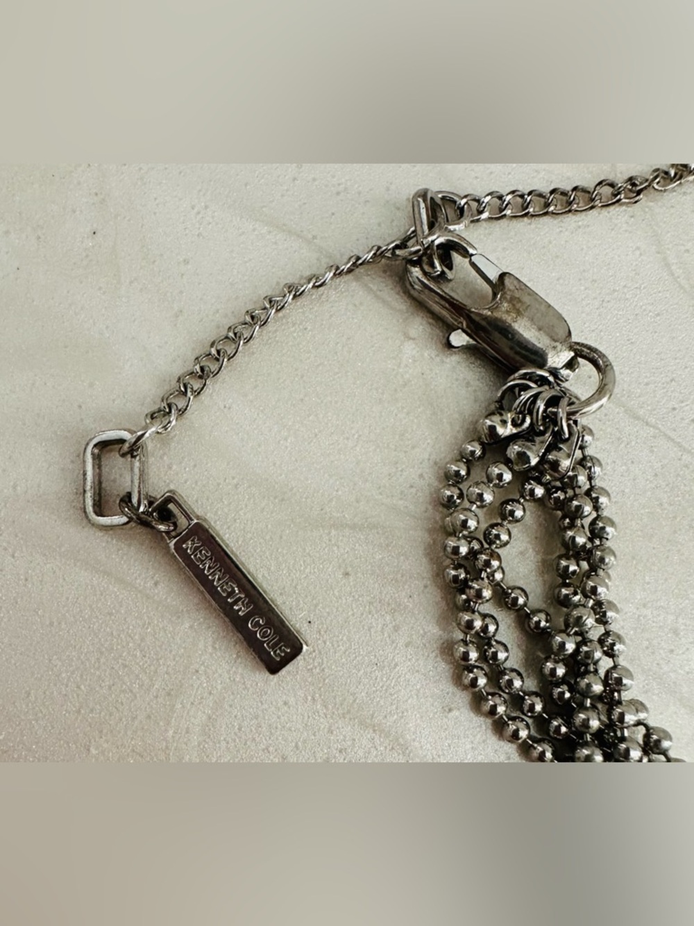 Kenneth Cole Multi-Strand, Silver-tone Ball Chain Necklace. - Picture 7 of 16